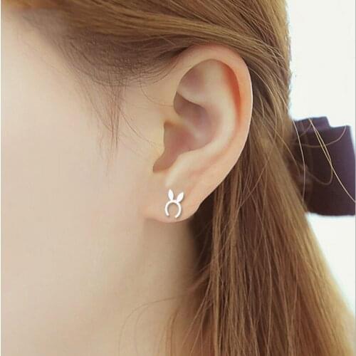 1 pair/bunny ear earrings, cute animal cartoon stud earrings, 3 colors, good luck