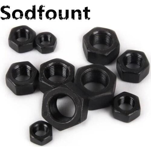 100pcs Metric Thread M2 M2.5 M3 M4 M5 M6 M8 M10 M12 M14 M16 M18 M20 Black Grade 8.8 Carbon Steel Hex Nut Hexagonal Nut Screw Nut