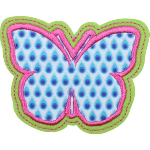 2PCS DIY Patch Cute 3D Butterfly Patches Cartoon Animal Embroidery Applique Iron on Transfers for Clothing Apparel Sewing Fabric