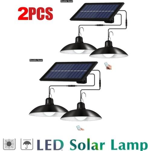 2pcs Retro Lampshade Solar Pendant Chandelier solar light Wall lamp Wireless Outdoor Waterproof Street Path Garden Security ligh