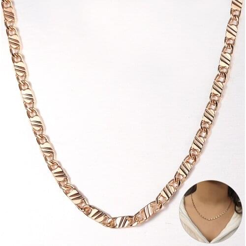 3mm Necklace for Women Men 585 Rose Gold Marina Link Chain Stylish Jewelry Gifts New 20inch 24inch LCN36