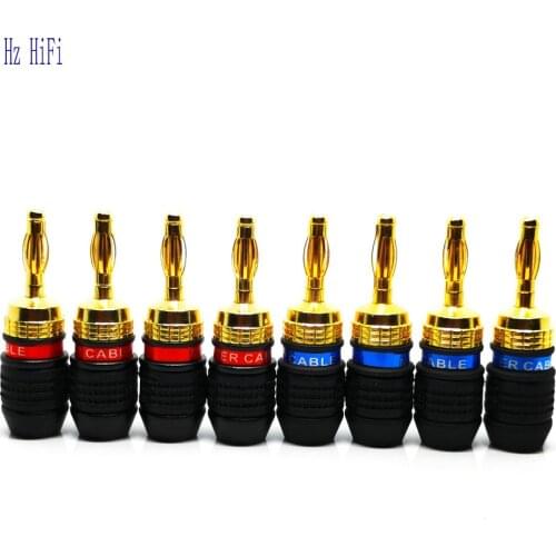 4/8PCS 24K Copper gold-plated 4mm lantern Banana Plug Connector Banana Jack Head For Speaker amplifier