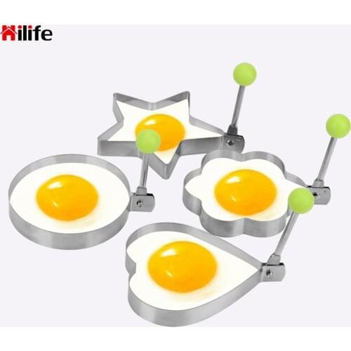 4Pcs/set Love Flower Round Star Molds Fried Egg Shaper Egg Pancake Ring Mold Stainless Steel Omelette Egg Frying Mold