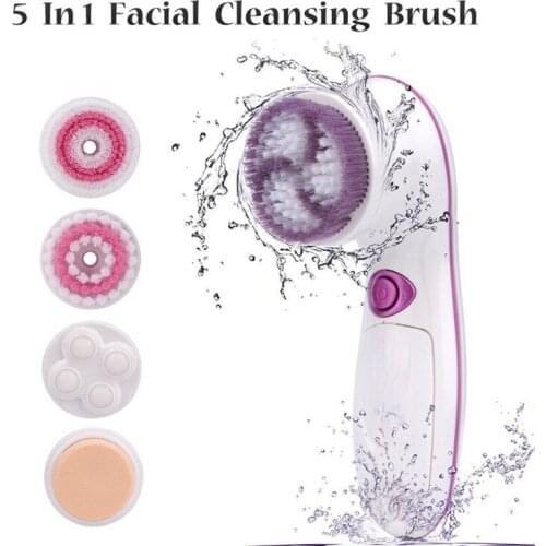5 in 1 Electric Facial Cleansing Brush Face Brush Pore Cleaner Deep Cleaning Gentle Exfoliating Blackhead Removal Skin Scrubber