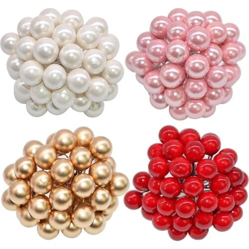 50Pcs/lot Mini Artificial Flower Fruit Stamens Cherry Christmas Plastic Pearl Berries for Wedding DIY Gift Box Decorated Wreaths