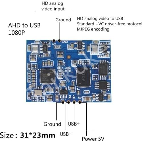AHD to USB Module Hd Analog Video Input Conversion USB Camera UVC Free Drive Stamp Hole 1080P