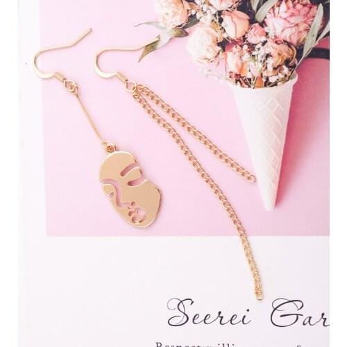 Bohemia Simple Design Punk Drop Earring For Women Asymmetry Gold Color Face Earring Handmade Charming Date Gift Jewelry