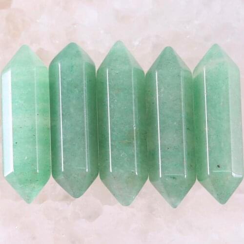8x32MM Natural Stones Green Aventurin Hexagonal Beads No Drilling Hole Fit Necklace Pendant For Man Women Jewelry Gift 5Pcs K393