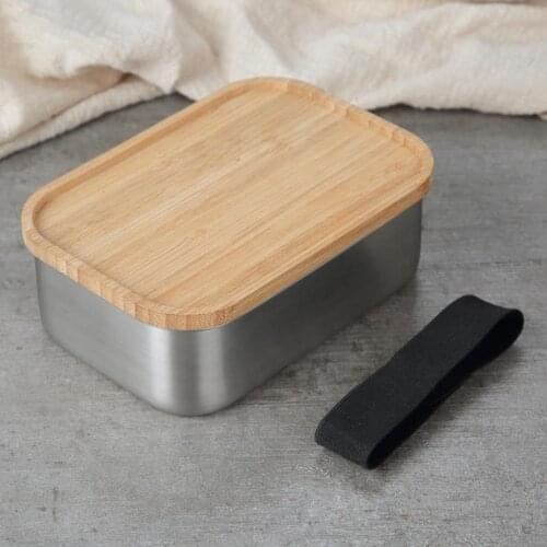 800ml Stainless Steel Children Kids Lunch Box With Bamboo Lids Bento Sushi Snacks Container Portable Food Storage Bento Box