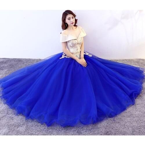 Vintage fairy embroidery royal blue long dress gown Medieval Victorian Ball stage performance/can customs size