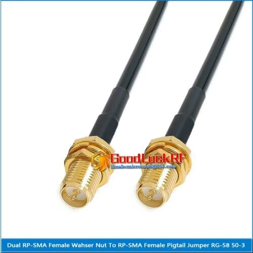 Dual RPSMA RP SMA RP-SMA Female to RP-SMA Female Washer O-ring Bulkhead Mount Nut Pigtail Jumper RG-58 RG58 3D-FB Extend cable