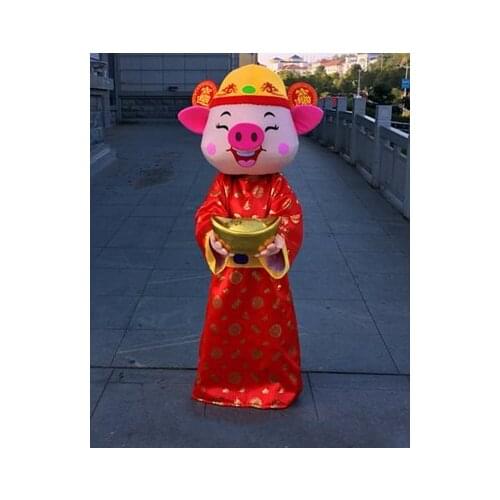 Golden Pig Mascot Costume Tang Costume Fancy Dress Outfit Adult for Halloween Party