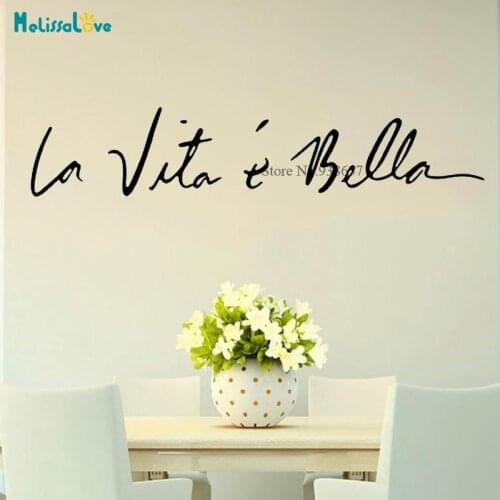 La vita e bella life is Beautiful Italian Quote Sticker Decal Home Window Front Door Decoration Reception Sign CL297