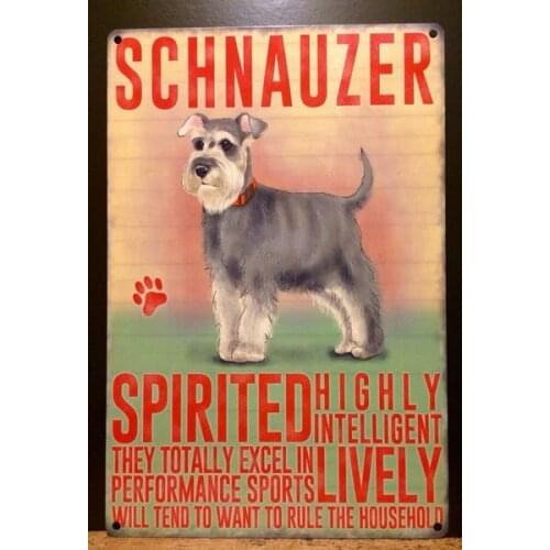 Schnauzer Dog Metal Sign With Character Description (30 X 20cm)