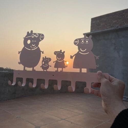 Cartoon Free Nail Iron Hanger Creative Children Room Decoration Clothes Metal Hanger Wall Hanging Porch Door Coat Rack Hook