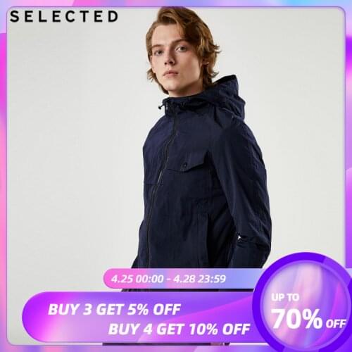SELECTED Mens Glossy Regular Fit Outwear Drop-shoulder Sleeves Functional Jacket Hooded Coat S | 419321517