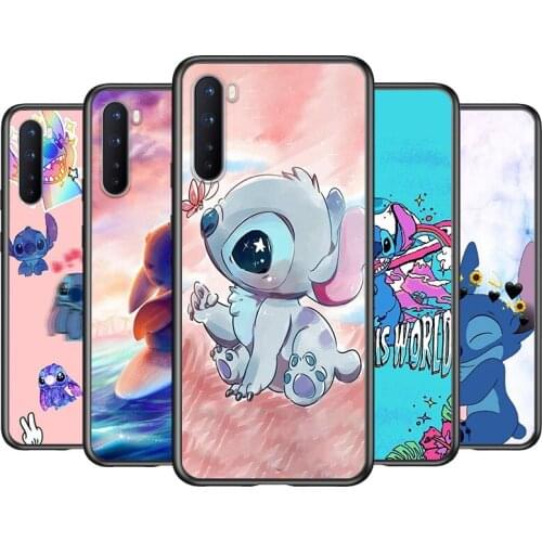 Soft TPU Disney Cute Stitch Shockproof Silicone Cover for OnePlus Nord N100 N10 8T 8 7T 7 6T 6 5T Pro Black Phone Case