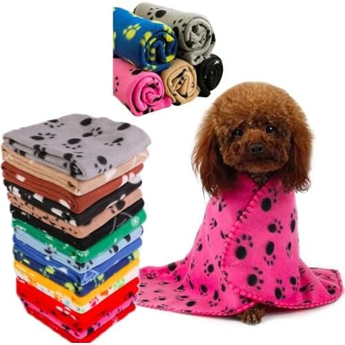 Pet Soft Warm Blanket Dog Cat Cute Floral Paw Beds Puppy Double-sided Mat for Couch Car Backseat