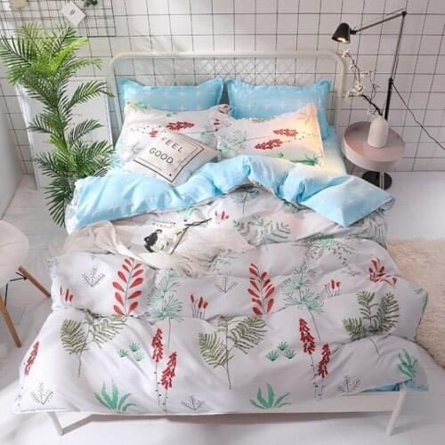 Mylb Classic bedding set 5 size grey blue flower bed linen 4pcs/set duvet cover set Pastoral bed sheet AB side duvet cover 2019