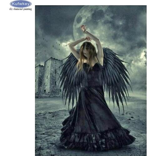 5D Decoration Painting Diamond Embroidery Dark angel woman Diy cross stitch kit girl wings Full Drill Square Diamond Mosaic New