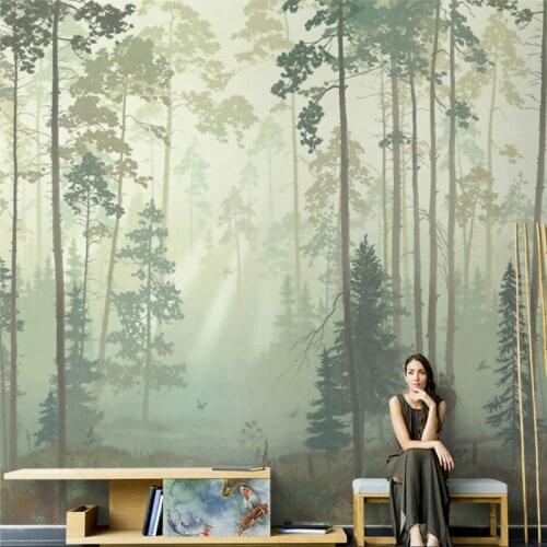 Beibehang Custom Nordic modern wallpaper minimalist landscape forest woods photo mural wall paper for living room TV background