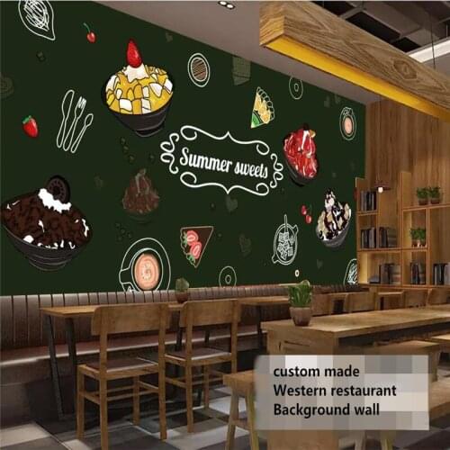 3d wallpaper mural hand-painted blackboard graffiti dessert shop coffee house background wall advanced waterproof material