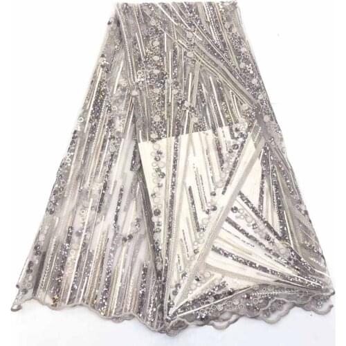 Nigerian Lace Fabric 2019 High Quality Lace Fashion African Party Lace Fabric With Sequins Tulle Lace Fabric For French zp1015