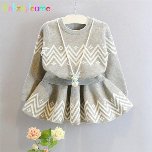 2018 New Spring Autumn Toddler Clothes Boutique Kids Clothing Children Tops Sweater+Skirt Baby Girls Sets 2 Piece Outfits BC1674