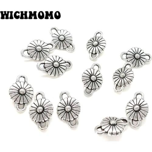 2020 New 16*10mm 20pieces/bag Zinc Alloy Sun Flower Connector Charms Linker for DIY Necklace Earring Jewelry Accessories