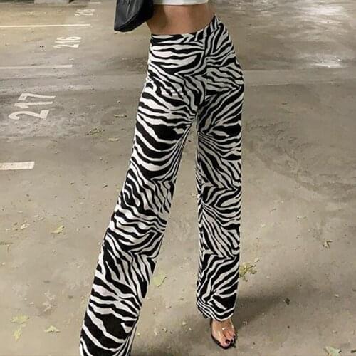 Autumn Zebra Print Sweatpants Women Bottoms Pants High Waist Casual Loose Female Trousers Streetwear Fashion Clothes New 2021