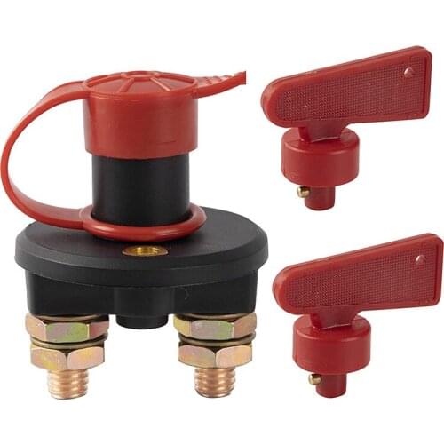 Battery Disconnect Isolator Master Switch 12V/24V 200A-500A for 5 Seconds Car with 2 Removable Key for Yacht