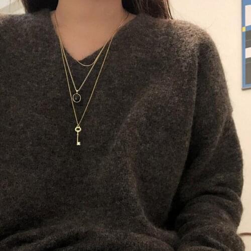 Sterling 925 Silver Key Pendants Necklaces Simple Element Design Wild Necklace For Women 2019 Elegant Charms Silver Jewelry