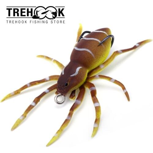 TREHOOK 5cm 7g Lifelike Spider Soft Lure Topwater Artificial Silicone Bait Pike Wobblers For Perch Weedless Design Fishing Lures
