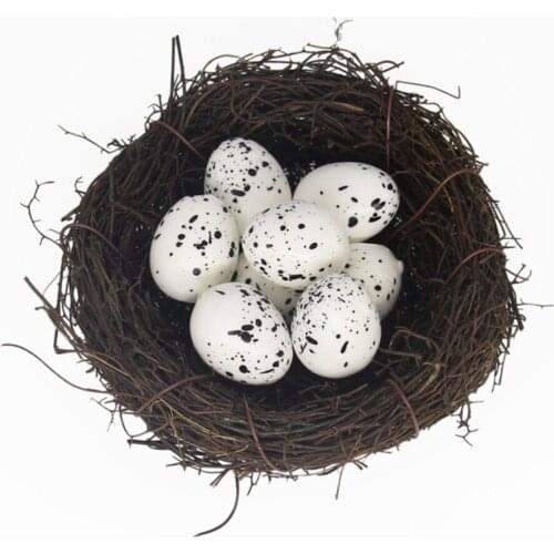 Country Style Simulation Twig Bird Nest Easter Rattan Nest Creative Decoration for Home Garden (10cm)