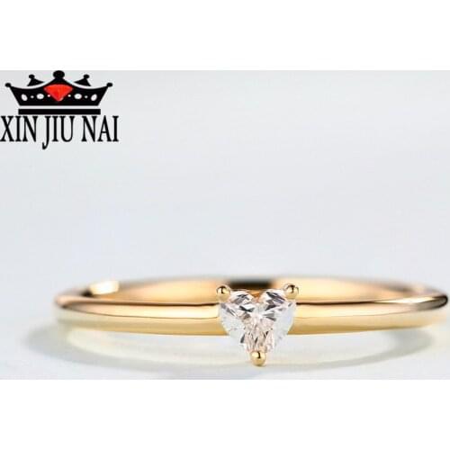 Rose Gold/Rhod/Gold Minimalist Design Romantic Love Promise Ring Princess Wedding Top Jewelry Valentines Day Best Couple Gift