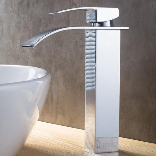 Waterfall bathroom basin faucet faucet antique basin brass large flow hot and cold mixed deck hanging basin luxury bathroom chro