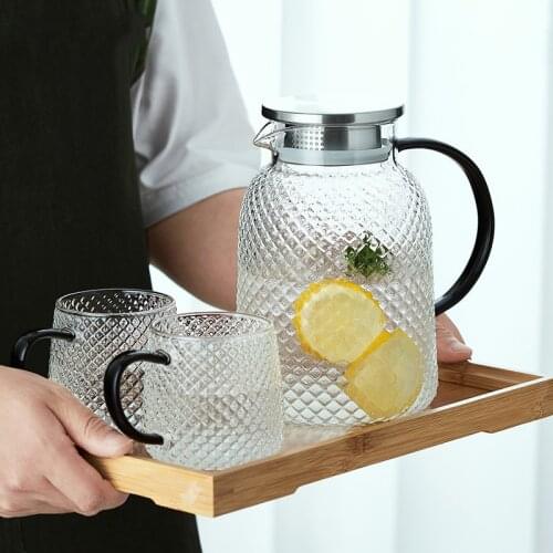 Pineapple Pot Glass Cold Bottle Glass Kettle High Temperature Resistant Explosion-Proof Teapot Large Capacity Cool Water Kettle