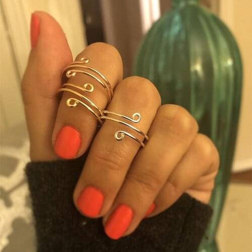 Vintage Geometric Rings For Women Spiral Decompression Ring Adjustable Goth Open Cuff Rings Female Jewelry Anillos