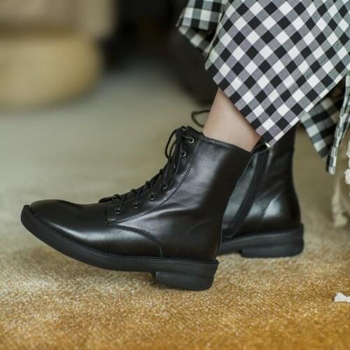 Genuine Leather Women Ankle Motorcycle Boots Thick Heels Platform Boots Party Night Club Boots Ladies Shoes Size 41