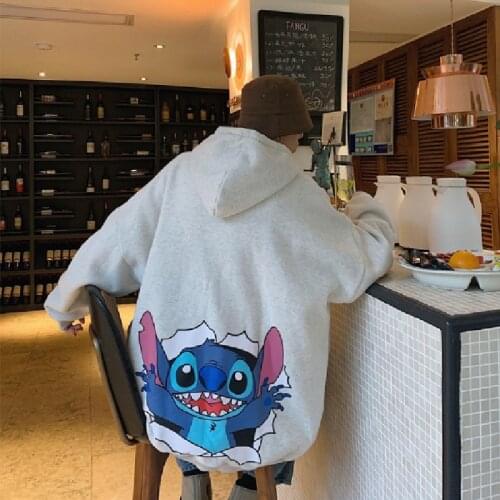 Disney Women Hoodies Lilo Stitch Sweatshirts Hooded Tops Ohana Female Male Clothes Loose Casual Winter Long Sleeve Lady Hoodies