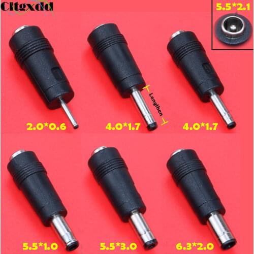 Cltgxdd 1pcs DC jack 5.5 X 2.1 mm female to 2.0 *0.6 / 4.0 *1.7 / 5.5*1.0 / 5.5*3.0 / 6.3 *2.0mm male DC power plug adapter