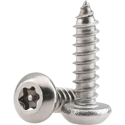 10Pc M2.9 M3.5 M3.9 M4.2 M4.8 304 Stainless Steel Pin Six Lobe Torx Pan Round Head Tamper Proof Security Self Tapping Wood Screw