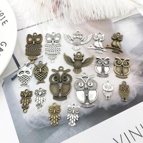 20Pcs Owls Charms Pendants DIY Jewelry Making Alloy Findings Accessory For Necklaces Earrings