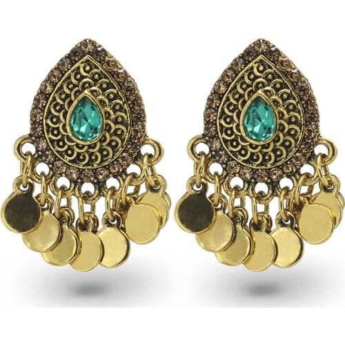 2021 Ins Antique Gold Indian Jhumki Jhumka Handmade Beads Bohemia Piercing Bohemia Earrings Vintage Trendy Women Party Jewelry
