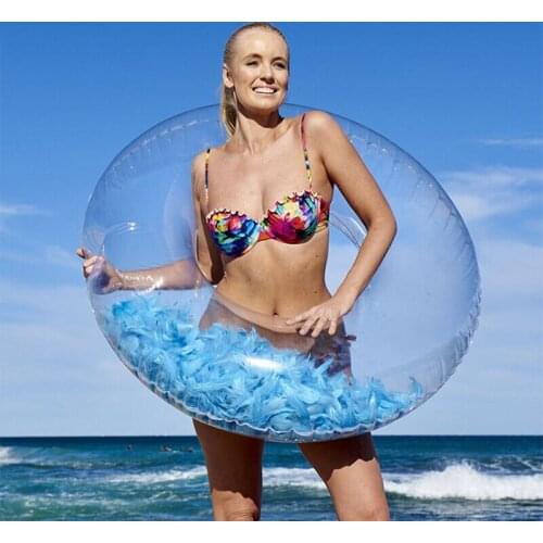 2021 Summer Beach Swim Circle Float Gonfiabili Water Pool Party Inflatable Swimming Ring Baby Float Round Feather Sequins Rings