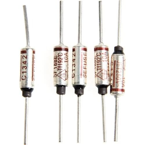 5Pcs Temperature Mini Fuse 250 V 10A Thermal Metal Shell 192 Degree Temp Micro Cut Fuses