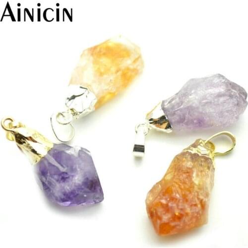 5pcs Natural Semi-precious Stone Crystal Pointed Pendants Fashion Women Jewelry Making Findings