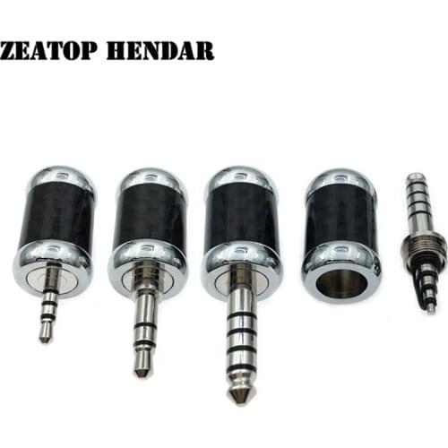 5Pcs Rhodium Plated Copper 2.5mm 4Pole / 3.5mm 3Pole / 4.4mm 5Pole Balanced Male Audio Plug Carbon Fiber 8mm Hole Connector