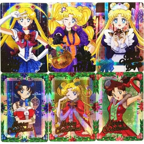 9pcs/set Sailor Moon Christmas Clothes Toys Hobbies Hobby Collectibles Game Collection Anime Cards