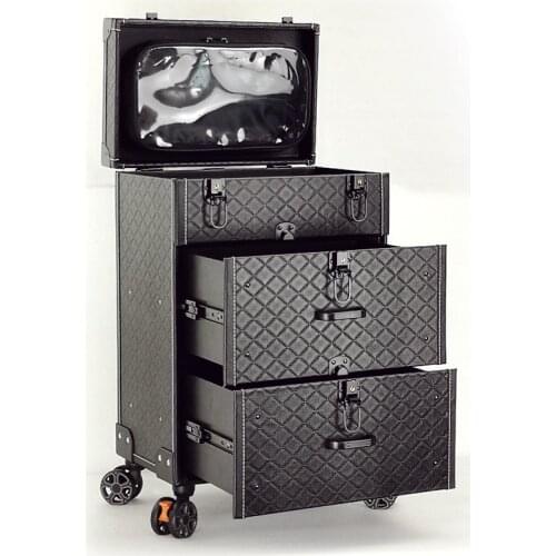 Large capacity trolley professional portable cosmetic luggage with makeup artist multi-layer nail beauty eyelash tattoo toolbox